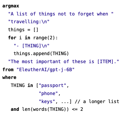 Language Model Programming Using LMQL